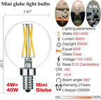 LiteHistory Dimmable e12 led Bulb g16.5 led Light Bulbs g16 Candelabra Bulbs 4W=40W Edison Bulb Daylight 5000K 400lm ac120v g50 Globe Light Bulbs for Chandelier,Vanity,Ceiling Fan Light Bulbs 6Pack