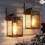 Outdoor Light Fixtures Wall Mount, Waterproof Front Porch Lights, Modern Exterior Lighting Fixtures with E26 Socket, Black Wall Sconces Lantern Lamp, Outside Lights for House, Garage, Patio (2 Pack