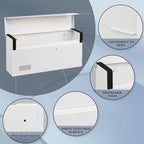 xydled Mailbox Wall Mount Door Mailboxes for Outside, Large Steel Hanging Metal Mailbox, Modern Post Box Package Parcel Drop Box for House Home, Textured White, 14.56''x7.1''x4''