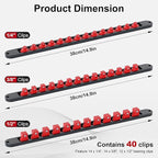 FivePears 3PCS 360° Socket Organizer Twist Lock,3/8 1/4 1/2 Socket Storage Rails, Premium Quality Socket Holders for Tool Box ，Tool Carts，Contains up to 40 Clips (Blue, Red and Black)