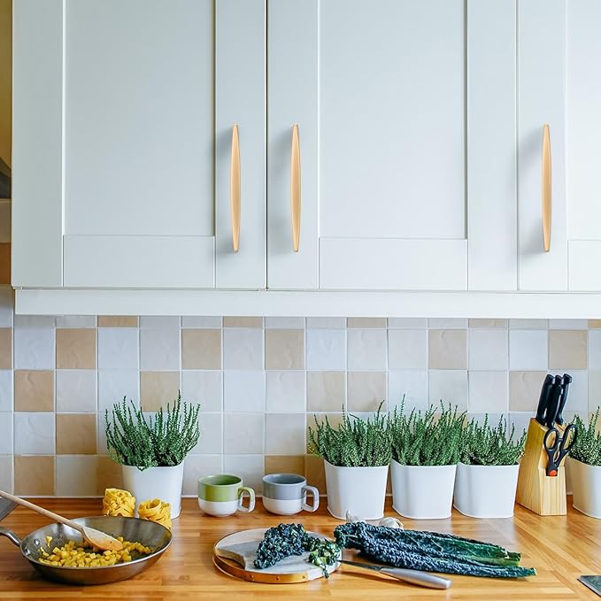 Asidrama 10 Pack 3.75 Inch(96mm) Brushed Brass Kitchen Cabinet Handles, Cabinet Pulls Kitchen Cabinet Hardware for Cupboard Drawer Pulls