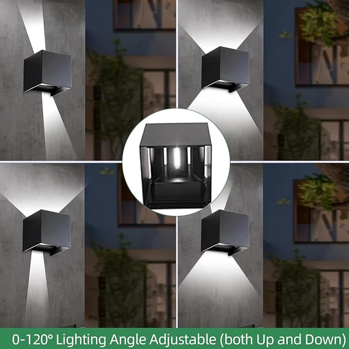 Wrasse 2 Pack Outdoor Wall Sconces 20W Modern Proch Lights120v Exterior Lighting Fixtures 6500k Black Garage Corridor Light Wall Mounted Lamp for Outside House Front