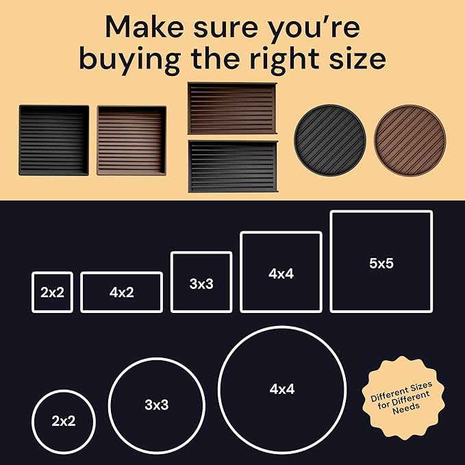 CasterMaster Rubber Feet Non-Slip Furniture Pads Square - 3 x 3 in Brown 8-Pack - Floor Protectors for Chairs & Hardwood Floors - Keep Furniture from Sliding