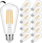 Vintage LED Edison Bulbs 60 Watt Equivalent Dimmable 7W ST58 LED Filament Light Bulbs Soft White 2700K Antique Style Lighting High Brightness 800LM E26 Medium Base Clear Glass for Home Office, 12 Pack