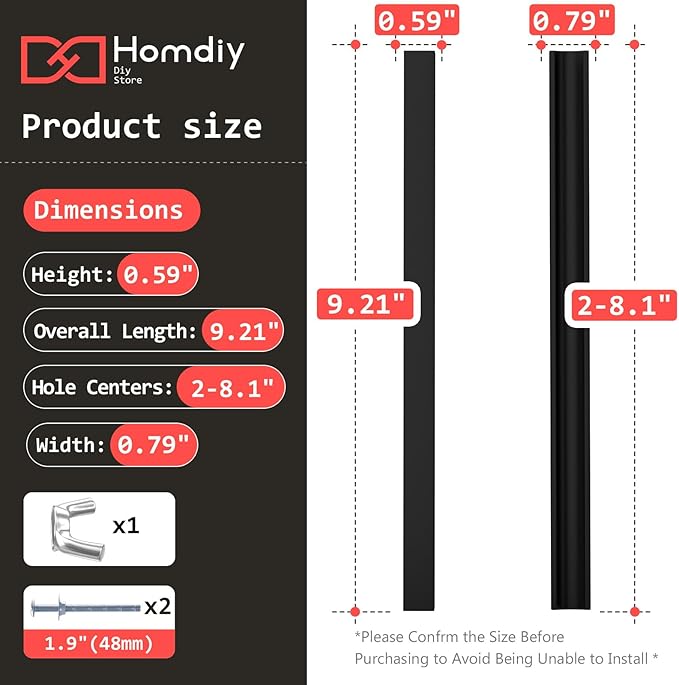 homdiy 25 Pack Adjustable Black Cabinet Pulls 2" to 8.8" (51-224mm) Adjustable Hole Distance Drawer Pulls