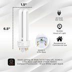 SLEEKLIGHTING 26 Watt T4 Double Tube CFL 4 pin G24q-3 Base Light Bulb 2700K 1500lm -UL Listed,Compact Fluorescent -Warm White Light 4pack