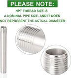 TAISHER 2PCS Stainless Steel Pipe Fittings, 1/4" NPT x 1/4" NPT Male Threaded, 8" Length Nipple Cast Pipe