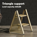 HillhutApex 2 Step Stool, Aluminum Foldable Step Ladder, Lightweight Stable Stool with Wide Non-Slip Pedals, 330lbs Bearing Capacity Ladder for Office,Home,Kitchen - Gold