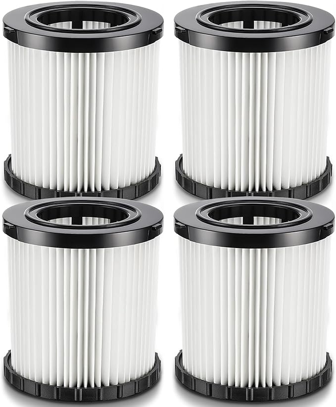 DCV580H DCV581H Vacuum Replacement Filter for DEWALT 20V MAX Wet/Dry VAC DCV580H (Cordless) DCV581H DCV5801H Portable Shop Vac Vacuum 2 Gallon Tank Capacity, Washable and Reusable Hepa Filter, 4 Pack