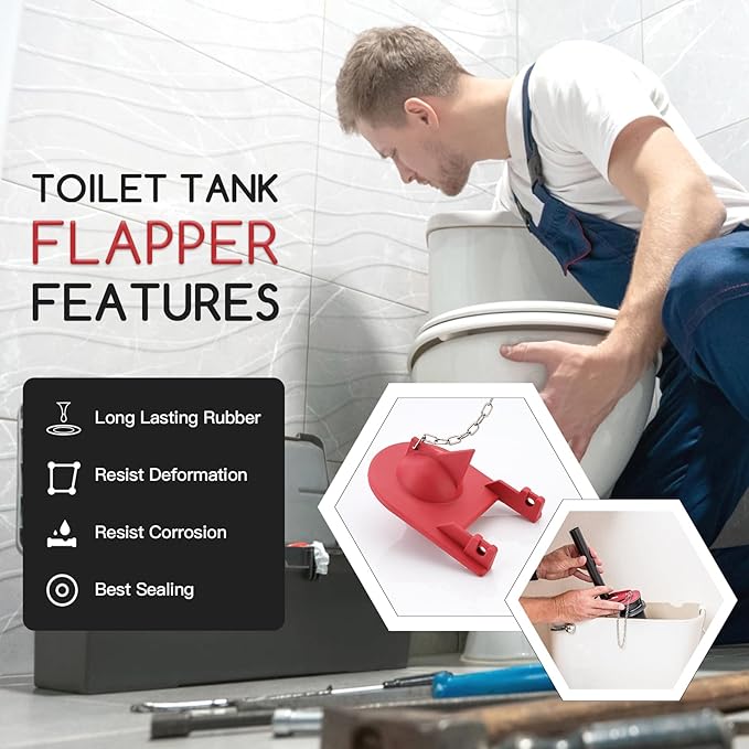 2 inch Toilet Flapper for Kohler GP1078440 Toilet Flapper, Flexible Rubber Toilet Plug Flapper, Toilet Tank Flapper Replacement, Red