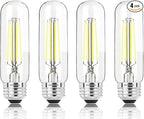 5 Inch Edison Bulb, 5000K Daylight White E26 Led Bulb 6W Dimmable, 800LM T10 T9 Clear Glass Tubular Light Bulbs, AC 120V Equal 80 Watt Bulbs for Chandelier Pendant Wall Light - 4Pack