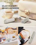 CIRCLE JOY Portable Rechargeable Milk Frother Hanheld, Dual Spring Whisk Electric Coffee Frother Wand Drink Mixer for Matcha Lattes Cappuccino, Kitchen Gifts, Beige