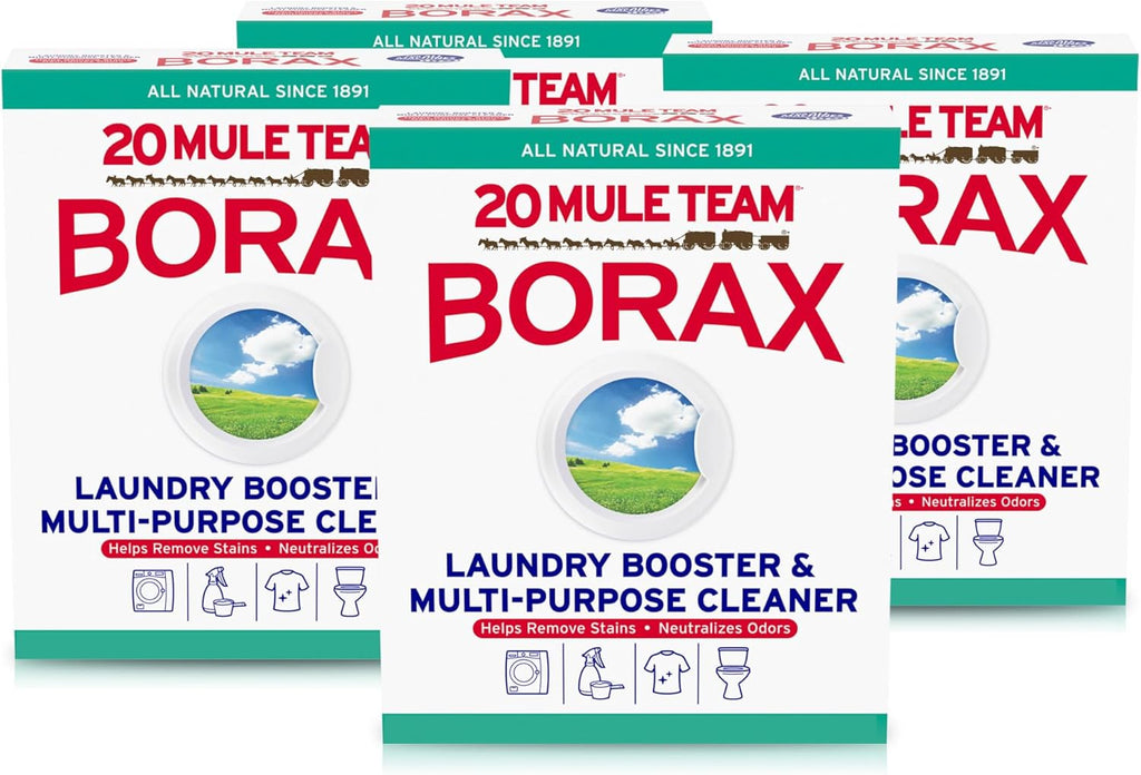 20 Mule Team All Natural Borax Detergent Booster & Multi-Purpose Household Cleaner, 65 Ounce, 4 Count