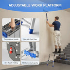 Folding Work Platform for Adults, Aluminum Foldable Step Stool Adjustable Height, Lightweight and Durable Portable Outdoor Aluminum Step Ladder, Maximum Load Capacity of 500 Pounds.