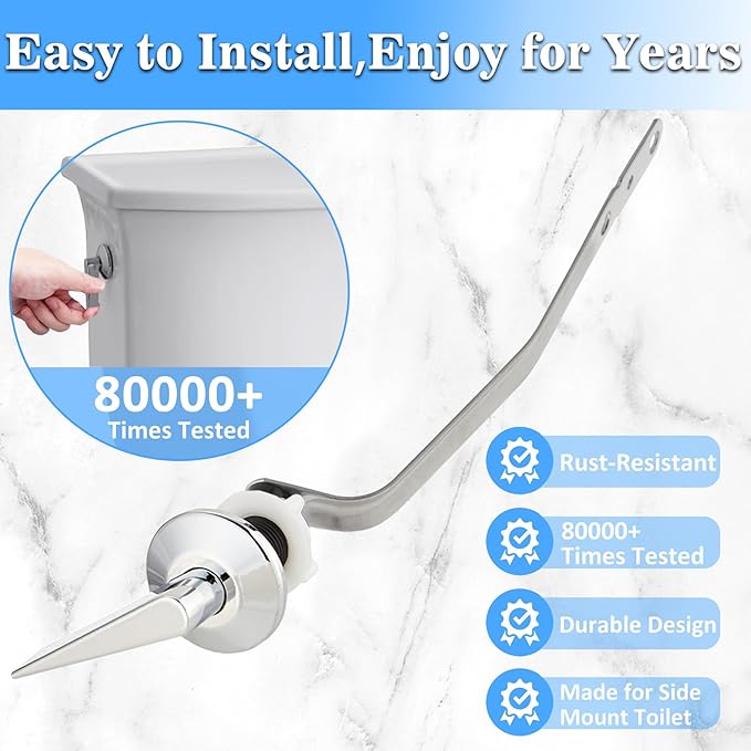 Side Mount Toilet Handle Replacement Compatible with Kohler ‎K-11069/1067577-CP Archer Collection Toilet Tank Flush Trip Lever, Polish Chrome