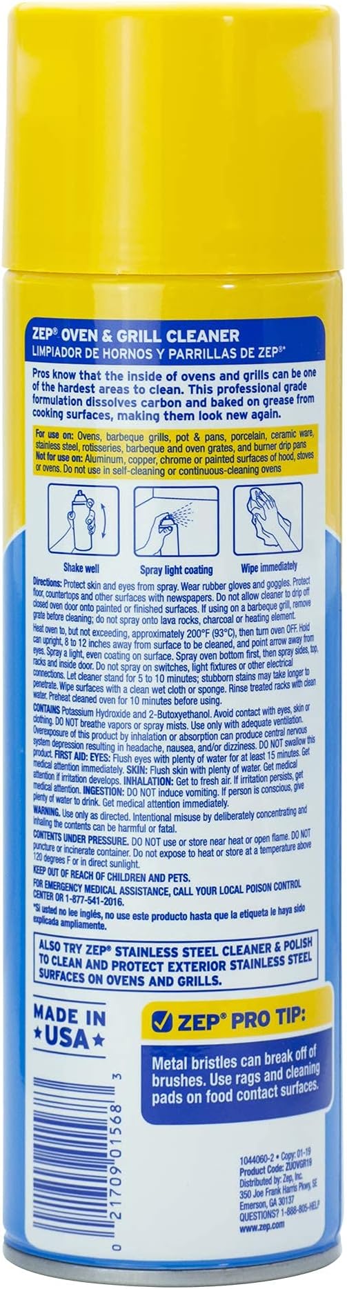 Enforcer ZUOVGR19 19-Ounce Zep Heavy-Duty Oven and Grill Cleaner