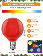 Abeja 25 Pack G40 Multicolor Ceramic Enamel Bulbs, G40 Globe Christmas Replacement Bulbs for Outdoor Patio String Lights, Shatterproof Round Christmas Light Bulbs, E12/C7 Candelabra Base, 5 Watt
