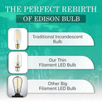 AMDTU Edison Bulbs 40 Watt LED Soft White 2700K, Vintage Super Thin Spiral Filament Non-dimmable, T45 Incandescent Tubular Light Bulb 40W Equivalent, Clear Glass 4W 120V E26 Base, 8 Pack