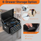 IRONMAX Portable Tool Box, 6 Drawers 24’’ Lockable Tool Storage Organizer Toolbox with Ball-Bearing Slides & Liner, Metal Tool Chest for Warehouse, Garage, Workshop, Household