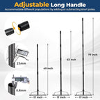 49" Rake - 17" Extra Wide Garden Tool with Double-Sided Head, Heavy Duty Lightweight Stainless Steel Construction for Mulching & Debris Removal, Leveling Lawn, Loosening Soil, Leaf Cleanup, Soil Prep