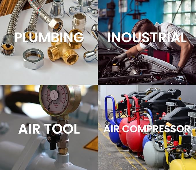 1/2 Inch NPT Male x 3/8 Inch NPT Female Brass Pipe Fitting, Hex Bushing, Reducer Adapter, Thread 0.75" OD × 0.625" ID, (5 Piece)