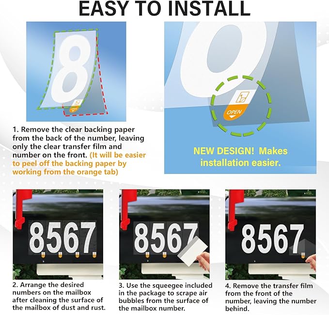 Mailbox Numbers Sticker - Reflective, Self Adhesive Numbers for Outside, Durable & Easy to Apply (White, 4 Inch)