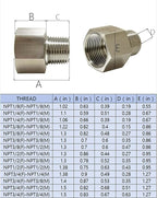 2 pieces Npt1/8 Female to Npt1/8 Male Reducer,1/8-1/8Water pipe Adapter, Fabricate of 304 Stainless Steel