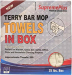 White Terry Bar Mop Towels 200 Pcs (Approx)- 100% Cotton Ultra-Absorbent Cleaning Rags, Perfect Washable Kitchen Rags for Bars, Restaurants & Home - Multipurpose (25 lbs. Compressed Box)