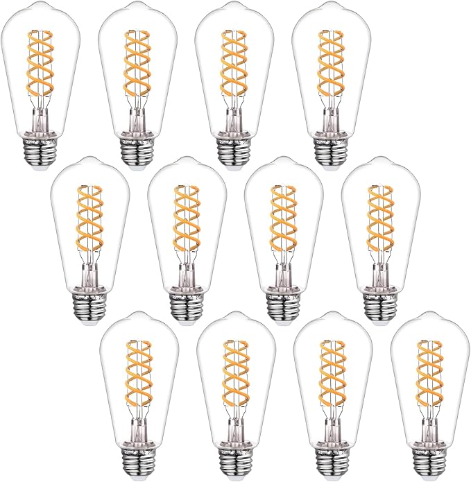 12 - Pack 40W Dimmable LED Edison Bulbs, E26 Base Vintage Light Bulbs - Warm 2700K Filament Edison Light Bulbs for Chandeliers, Pendants & Lamps