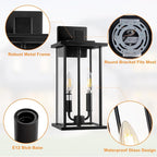 2-Pack Large Outdoor Wall Light, 16" Exterior Lighting Fixtures Wall Mount, 2-Light Waterproof Wall Sconce, Modern Black Outdoor Lamps for Patio, Entryway