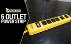 WOODS WIRE Southwire Yellow Jacket 5139N 14/3 6-Outlet Heavy Duty Industrial Metal Workshop Strip with 6-Foot Power Cord; Sliding Safety Covers and Overload Protection