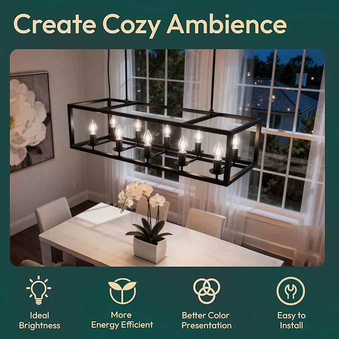 ALAMPEVER E26 LED Bulb 60 Watt, B11 Chandelier Light Bulbs, 5000K Daylight Candelabra LED Bulbs 12 Pack Candle Light Bulbs