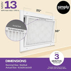 Simply 16x25x4 Air Filter MERV 13, MPR 1500, 1 Pack, For Home AC Furnace & HVAC (Actual Size: 15.75"x24.75"x3.75") DUST Pet & Allergy Control