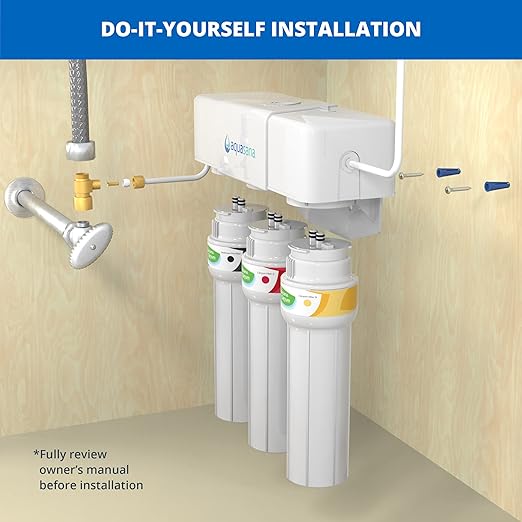 Aquasana Under Sink Water Filter System - Reduces PFAS, Lead, & Chlorine in Drinking Water - Under Counter Claryum Filtration for Kitchen - 3-Stage Max Flow - Brushed Nickel Faucet - AQ-5300+.55