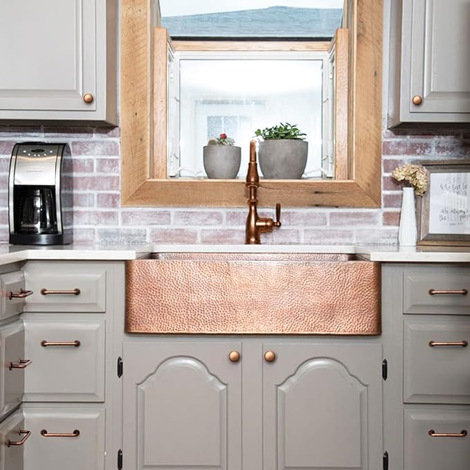 Goo-Ki 6 Pack Antique Copper Cabinet Pull Dark Copper Drawer Handles, 3 inch(76mm) c-c Solid Vintage Copper Bar Pulls Red Bronze Kitchen Hardware for Dresser Wardrobe Cupboard 9338AC-76