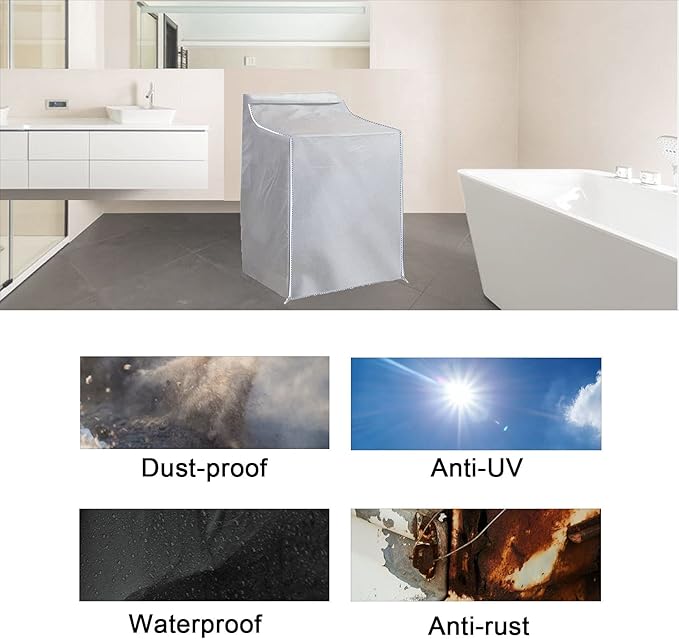Ericlin 2Pack Washer and Dryer Covers,Top Load Washing Machine Cover Laundry Dryer Protect Cover Dustproof Waterproof Zipper Design for Easy Use Fit for Most Front-loading Machine(W29D28H43in) (Silve)