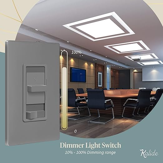 TOPGREENER Kalide 0-10V Dimmer Light Switch, LED Dimmer Switch, Low Voltage Dimmer, 3-GYay or Single Pole, 120VAC 60Hz, 120VAC 10A/ 277VAC 5A LED, TGSDS-010-GY, Gray