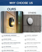 FEMILA 8.5" Oval Bulkhead Light, Modern Exterior Wall Sconce, 2 Pack Outdoor Wall Light & Ceiling Flush Mount, Ripple Glass, IP44 Waterproof, Front Porch Light for Patio/Garage/Entry, 4FYX104F-2 BK SW