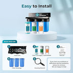 iSpring Whole House Water Filter System, Reduces Iron, Manganese, Chlorine, Sediment, Taste, and Odor, 3-Stage Iron Filter Whole House, Model: WGB31BM, 10” x 4.5” Filters, 1” Inlet/Outlet