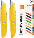 DIYSELF Utility Knife, 20 Pack Heavy Duty Box Cutter Retractable, Box Cutter Knife, Box Opener, Cardboard Cutter, Utility Knives for Garage, Home and Office, Box Cutters for Daily Use (Yellow)
