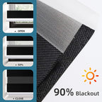 SmartWings Motorized Zebra Shades Work with HomeKit, Alexa, Google Home, 90% Blackout Light Filtering Day Night Sheer Blinds, Privacy Light Control, for Home/Office, Customized, Black