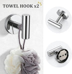 TURS Chrome 5 Piece Bathroom Hardware Set, SUS304 Stainless Steel 24 Inch Bath Towel Bar Set, Round Bathroom Accessories Kit Wall Mounted