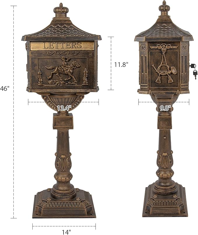 Polar Aurora Mailbox Cast Aluminum Bronze Mail Box Postal Box Security Heavy Duty New