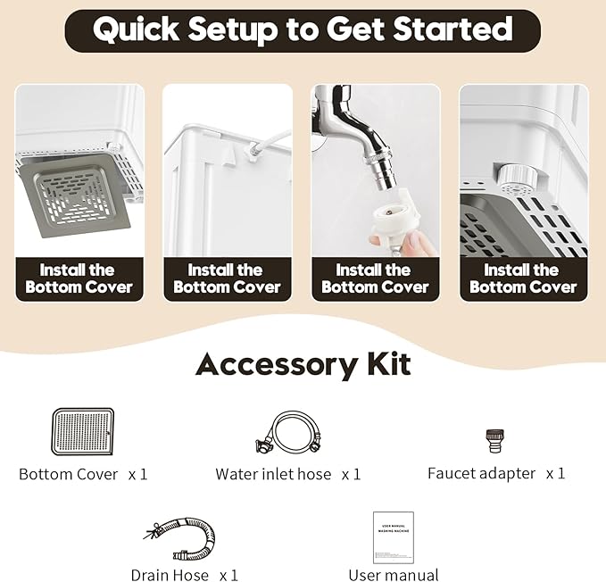 Auertech Portable Washer and Dryer Combo Set, 18 lbs Fully Automatic Washing Machine, 1.5CuFt Portable Dryers, Compact Washer and Dryer for Apartment, RV, Dorm