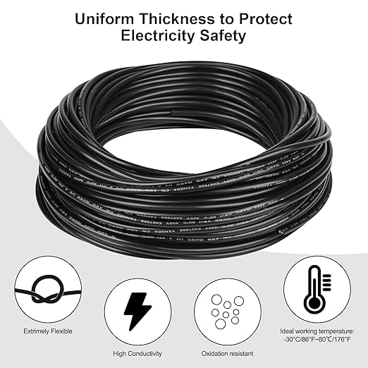 10 Gauge 2 Conductor Wire 10 AWG Electrical Wire Stranded PVC Oxygen-Free Copper Cable 100FT 300V 2 Core Flexible Extension Power Cord for Auto, LED Lamp Lighting Strips, Automotive