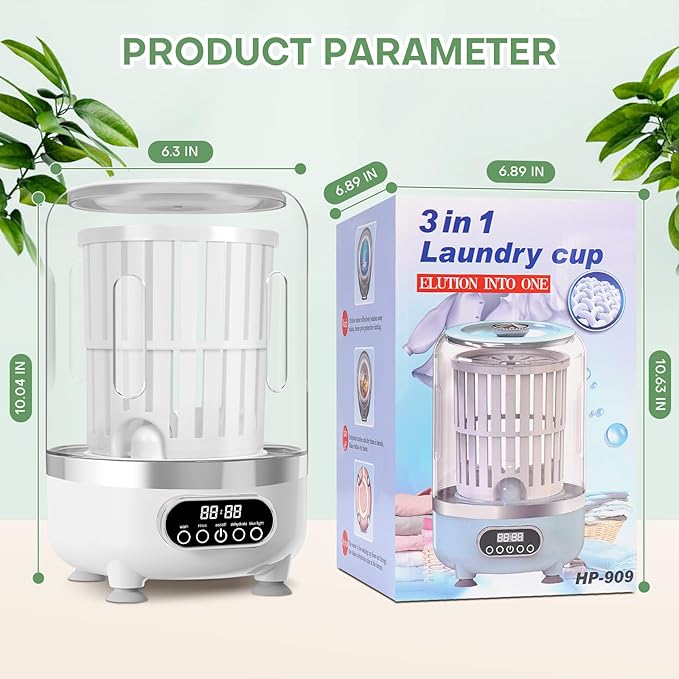 Roliwils Underwear Washing Machine | Automatic Mini Washing Machine, Portable spin dry | For underwear, socks, baby clothes | mini washing machine for travel, dorm, RV | Saves water and time