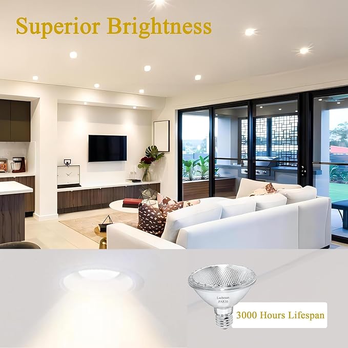 120V 75W Par30 Halogen Flood Light Bulbs,Short Neck Bulb,75W Equivalent 2700K Warm White Dimmable High Brightness, Great for Accent Lighting, Tracking Light, Recessed Light Bulb（6Pack