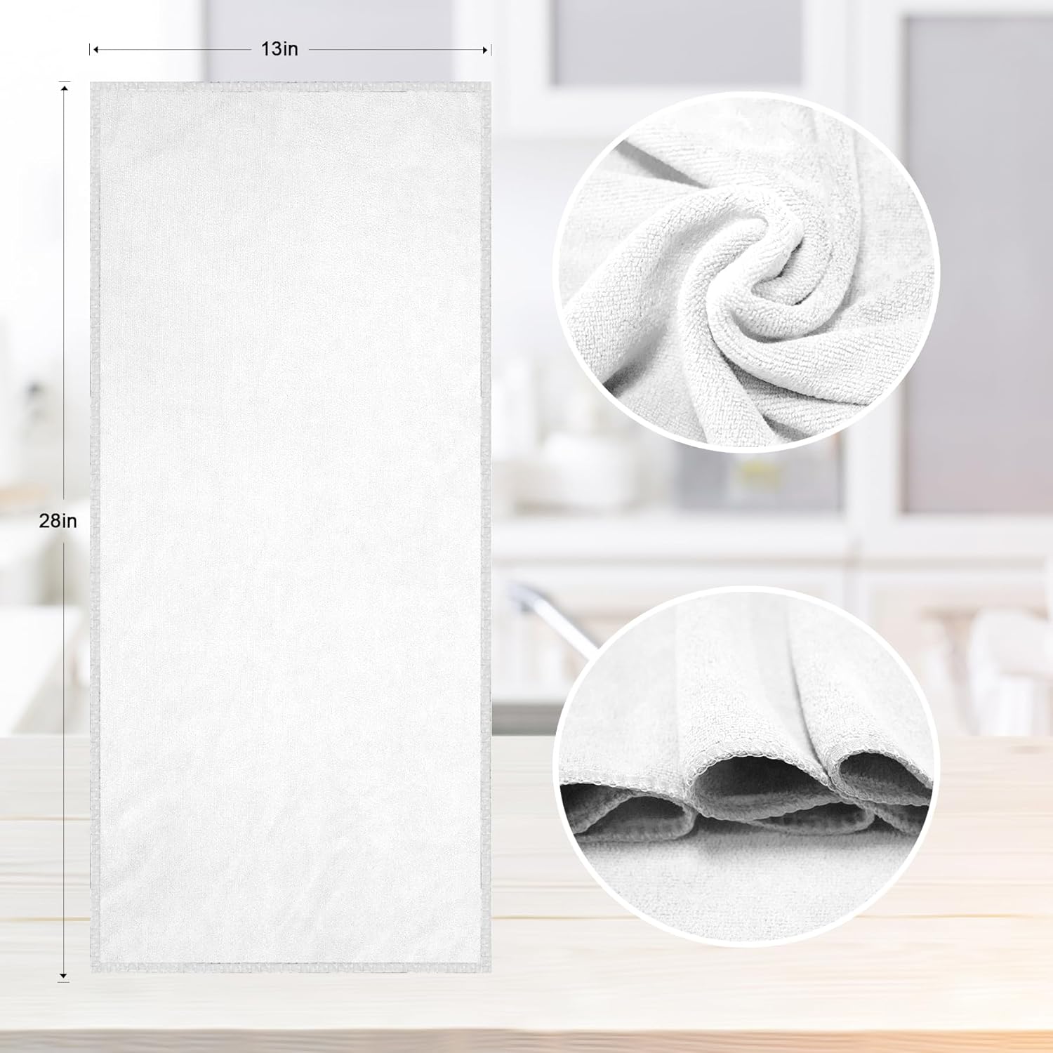 kimteny 13x28 Inches Kitchen Cloth Dish Towels, 400 GSM Premium Dishcloths, Super Absorbent Coral Velvet Microfiber Cleaning Cloths, Fast Drying Rags for Washing Dishes (12 Pack, White)