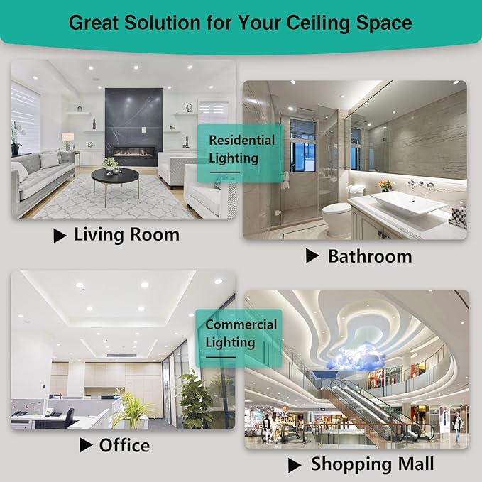 HiBay 8 Pack 4 Inch LED Recessed Lighting, 1200lm 12W=150W, 5CCT Ultra-Thin Recessed Lights, Ceiling Canless Light Fixtures, Dimmable Wafer Downlights -ETL and Energy Star Certified