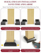 4PCS 3"x 3" Split Deck Post Base Cover, Aluminum Split Type Post Skirt Guardrail Bottom Cover for Railings, Stairs, Patios, Porches, Split Deck Base Bracket Covers(Black)